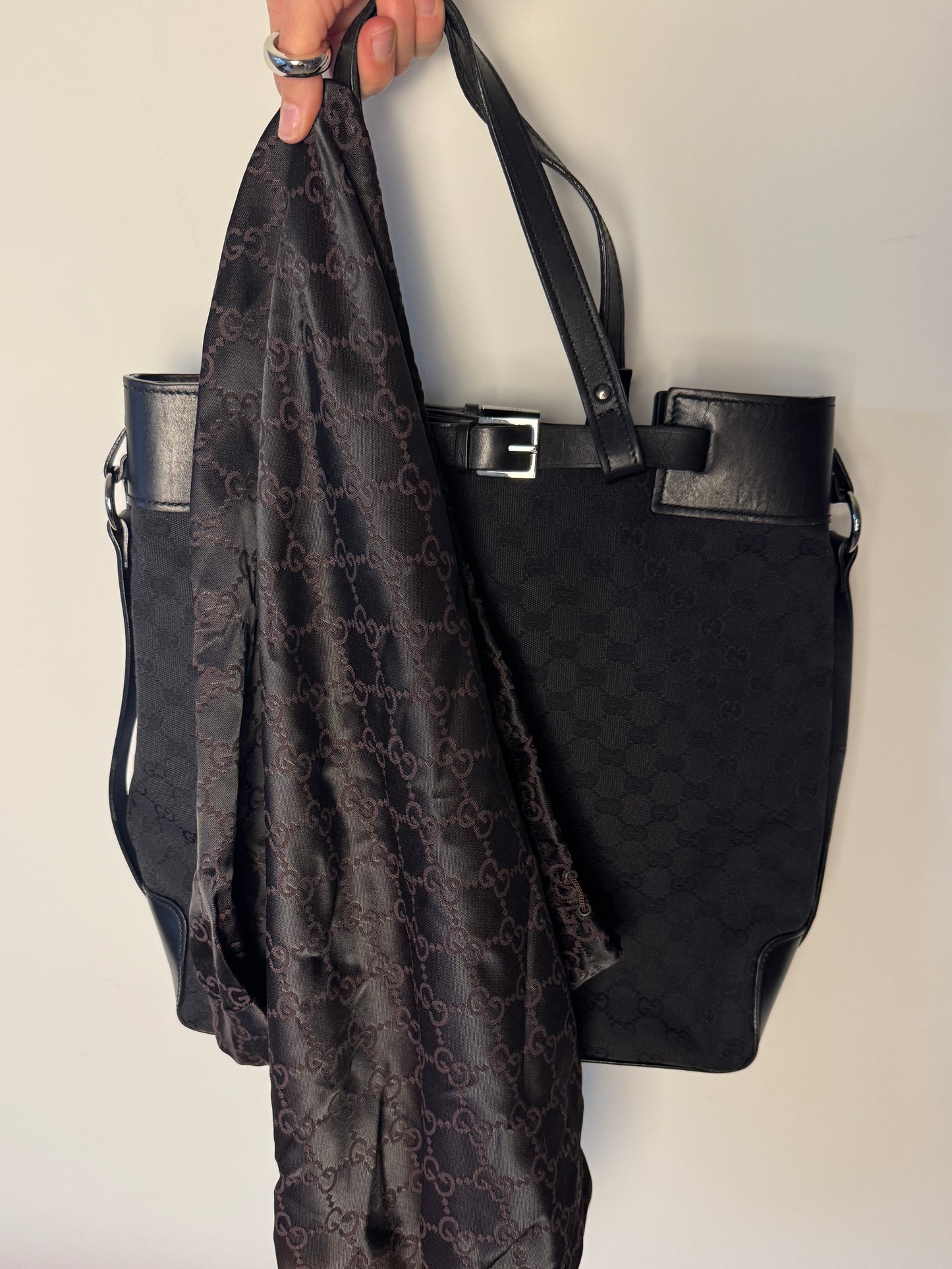 Gucci GG Canvas & Leather Tote — Early 2000s