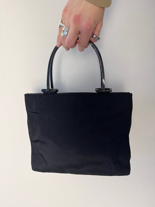 Gucci Black Nylon Metal Handle Bag — Late 1990s