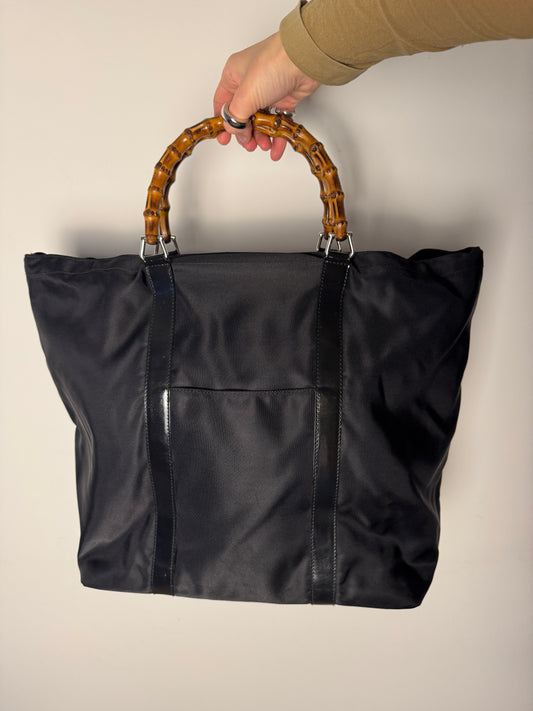 Gucci Bamboo Nylon Tote Bag — Early 2000s