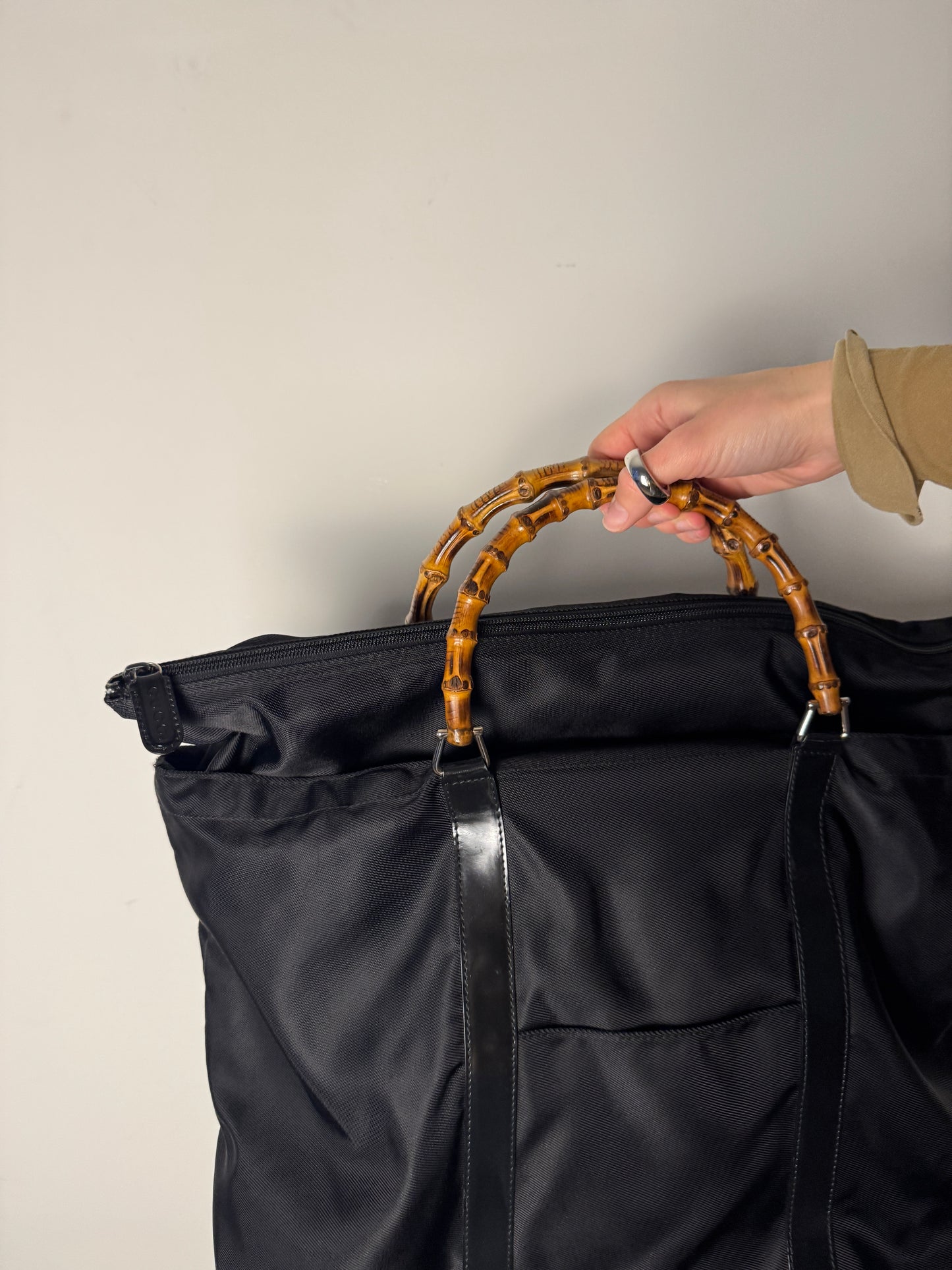 Gucci Bamboo Nylon Tote Bag — Early 2000s