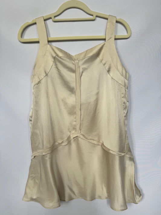 Miu Miu Cream Silk Peplum Top