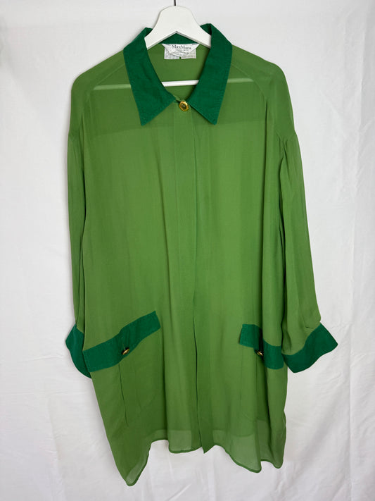 Max Mara Pure Silk Shirt-Jacket — Late 1980s