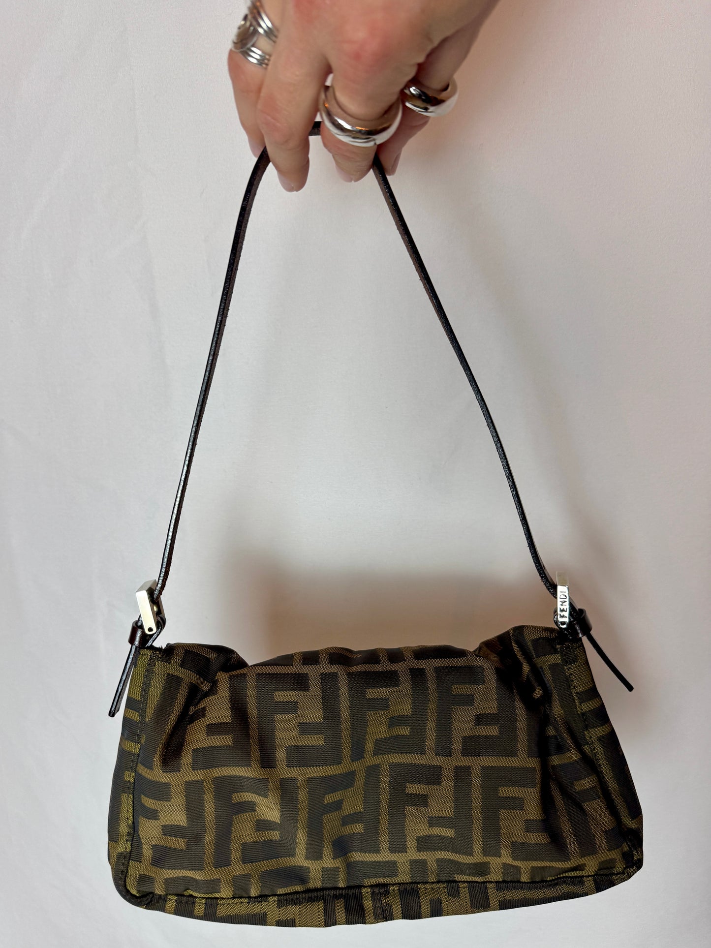 Fendi Zucca Canvas Pochette Bag — Early 2000s