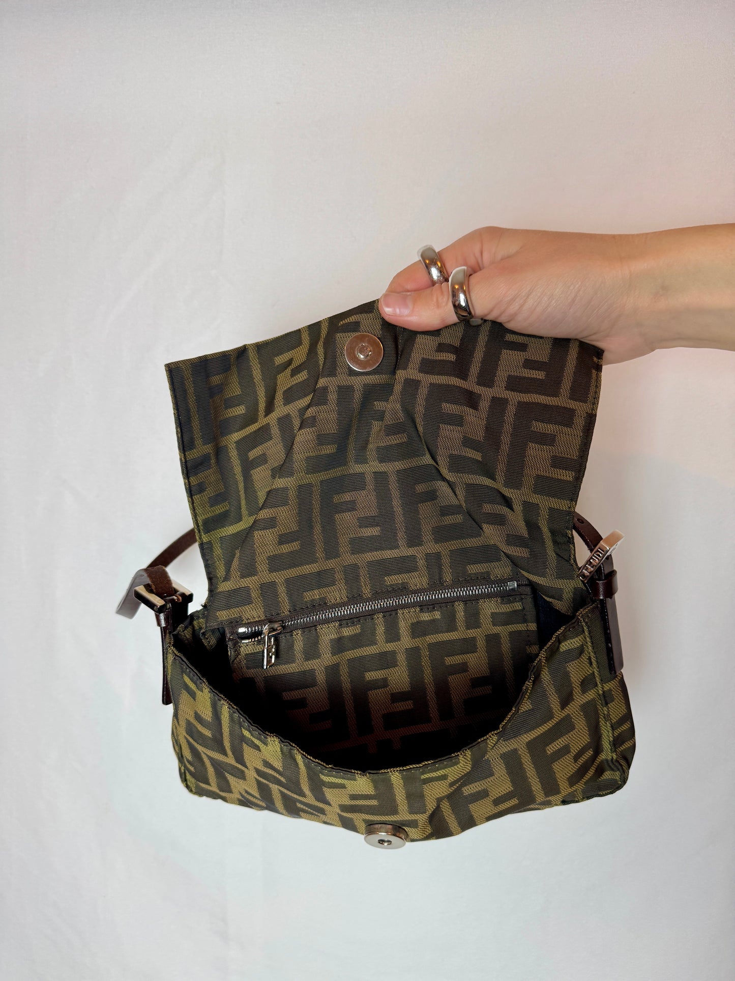 Fendi Zucca Canvas Pochette Bag — Early 2000s