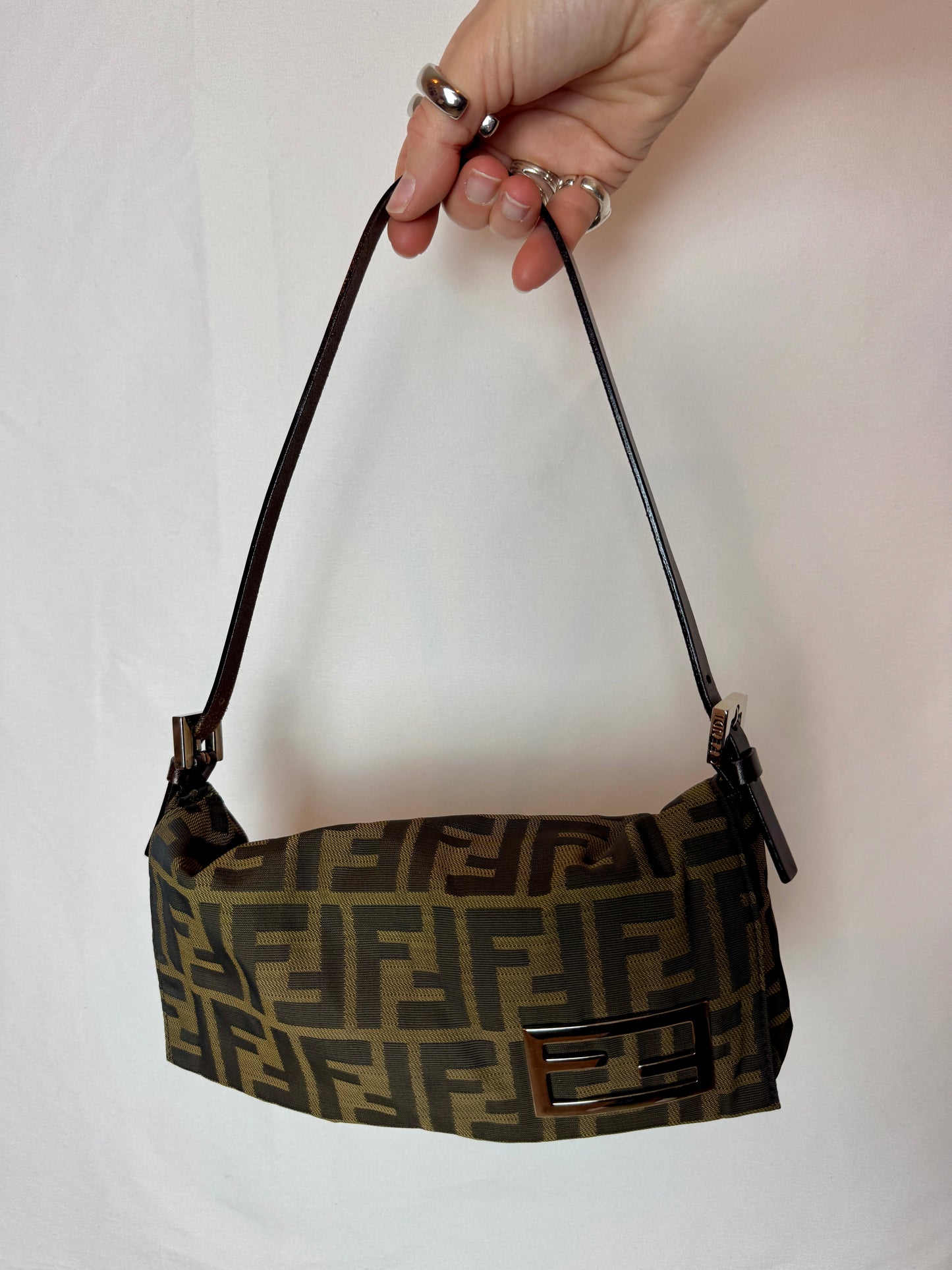 Fendi Zucca Canvas Pochette Bag — Early 2000s