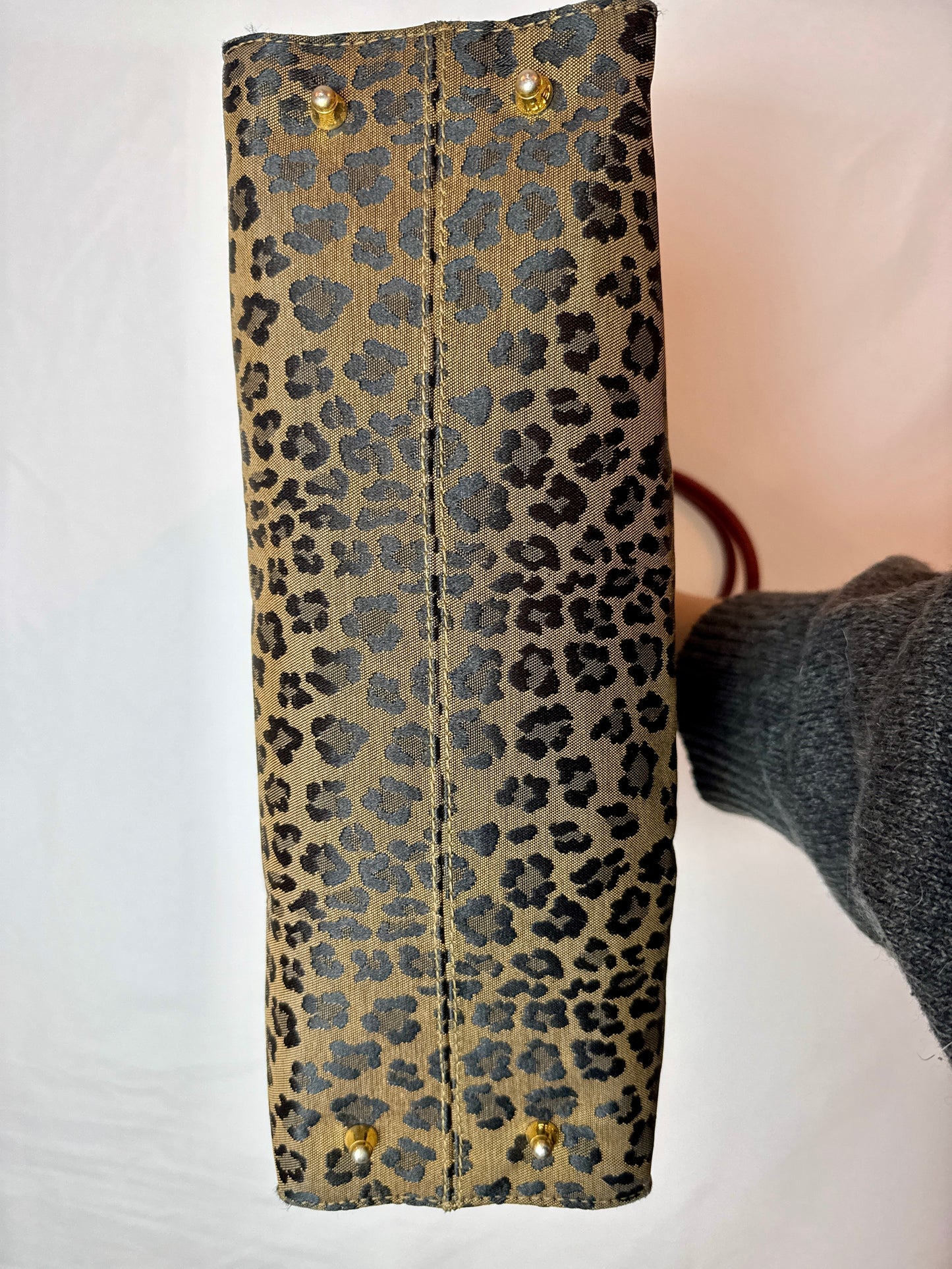 Fendi Leopard Jacquard Tote with Red Handles — Late 1990s