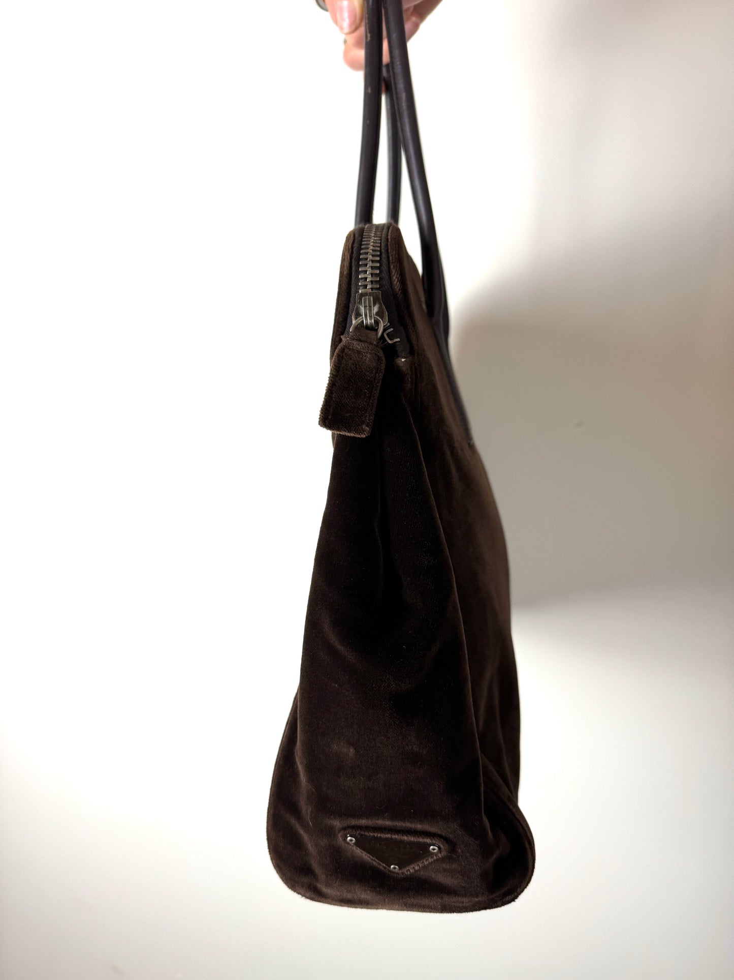 Prada Brown Velvet Tote Bag — Late 1990s