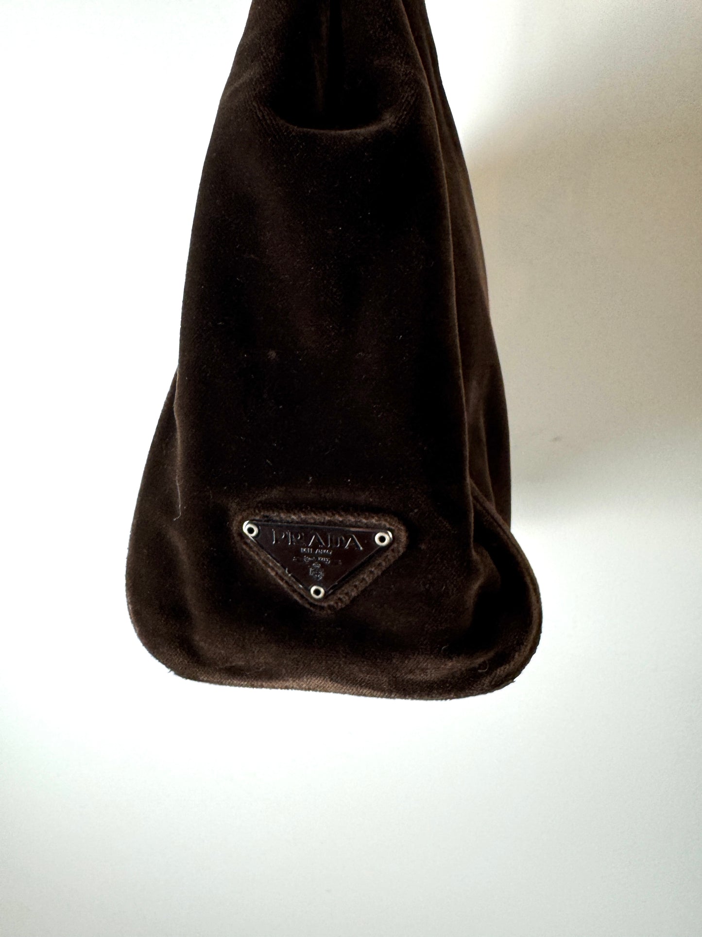 Prada Brown Velvet Tote Bag — Late 1990s