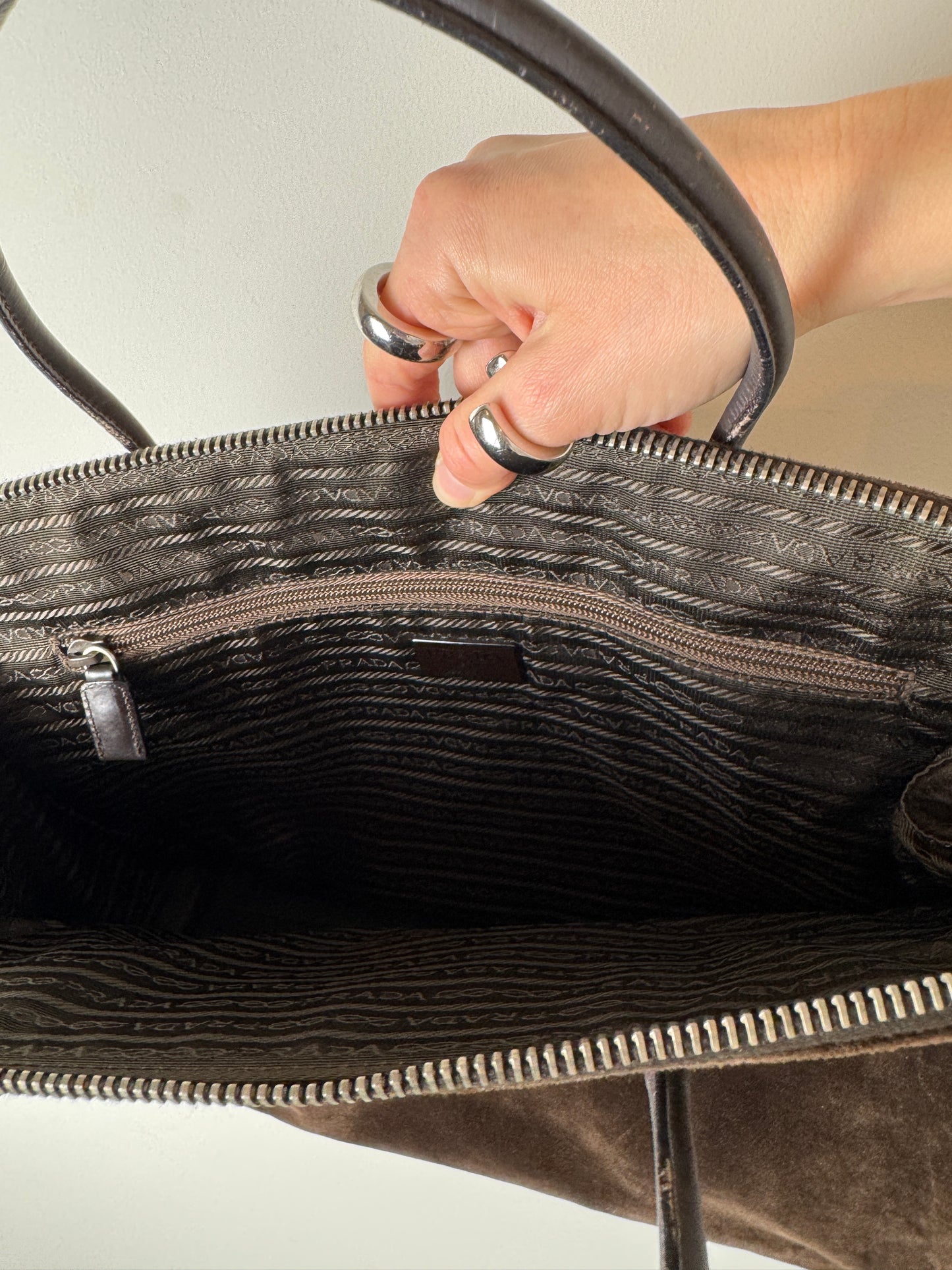 Prada Brown Velvet Tote Bag — Late 1990s