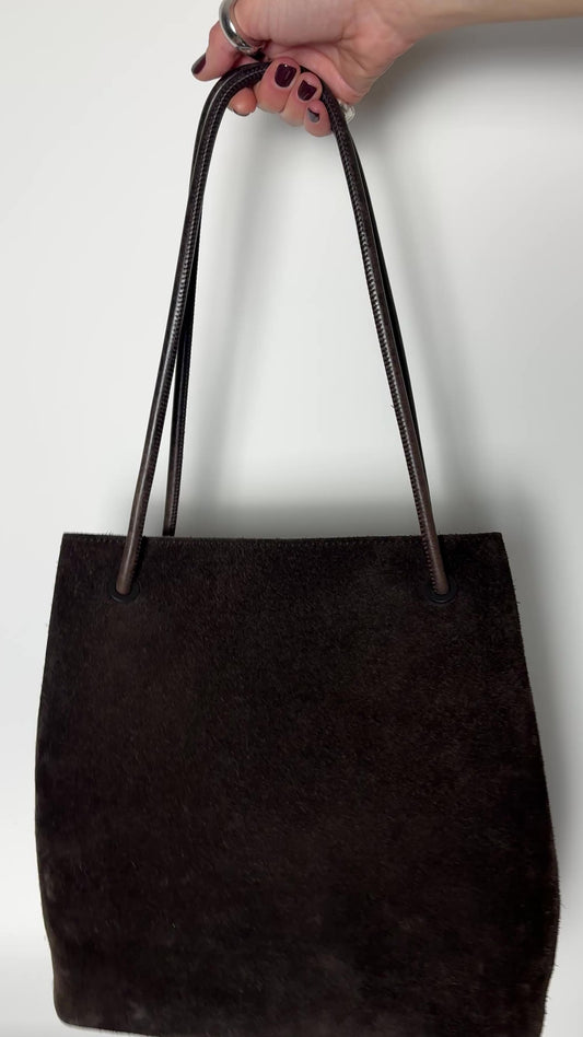 Gucci Dark Brown Suede Tote — Late 1990s