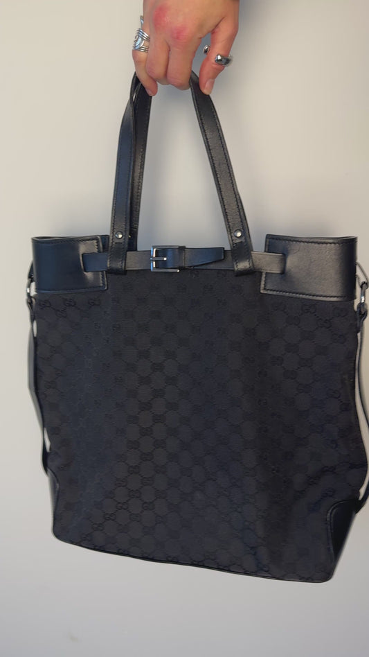 Gucci GG Canvas & Leather Tote — Early 2000s