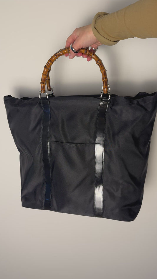 Gucci Bamboo Nylon Tote Bag — Early 2000s