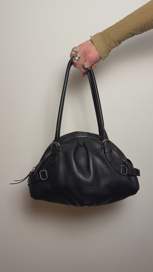 Salvatore Ferragamo Black Leather Shoulder Bag — Early 2000s